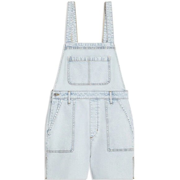 WeWoreWhat Slit Indigo Overall Short, Super Light Wash - NWT, Size S - Picture 5 of 16